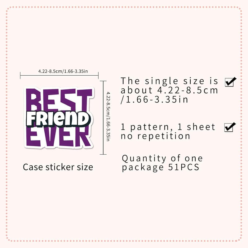 Friendship Stickers for Kids & Teens - 51 Cute Decals