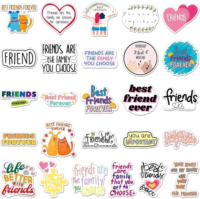 Friendship Stickers for Kids & Teens - 51 Cute Decals