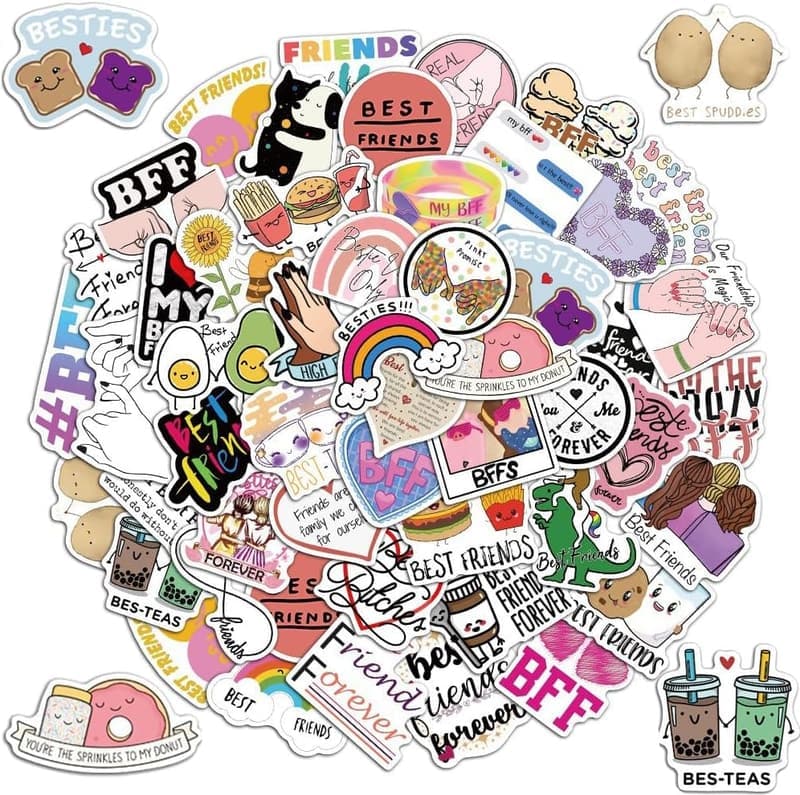 Cute Friendship Stickers Pack - 50 Aesthetic Decals for All Ages