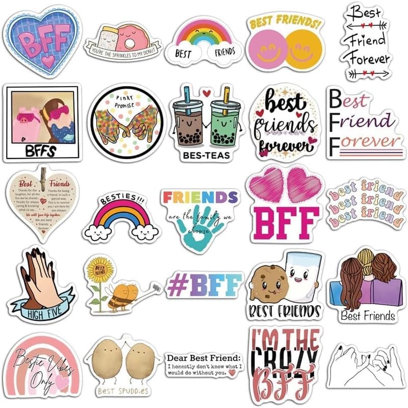 Cute Friendship Stickers Pack - 50 Aesthetic Decals for All Ages
