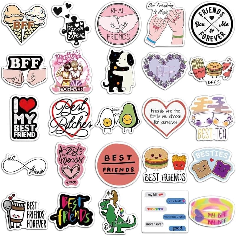 Cute Friendship Stickers Pack - 50 Aesthetic Decals for All Ages