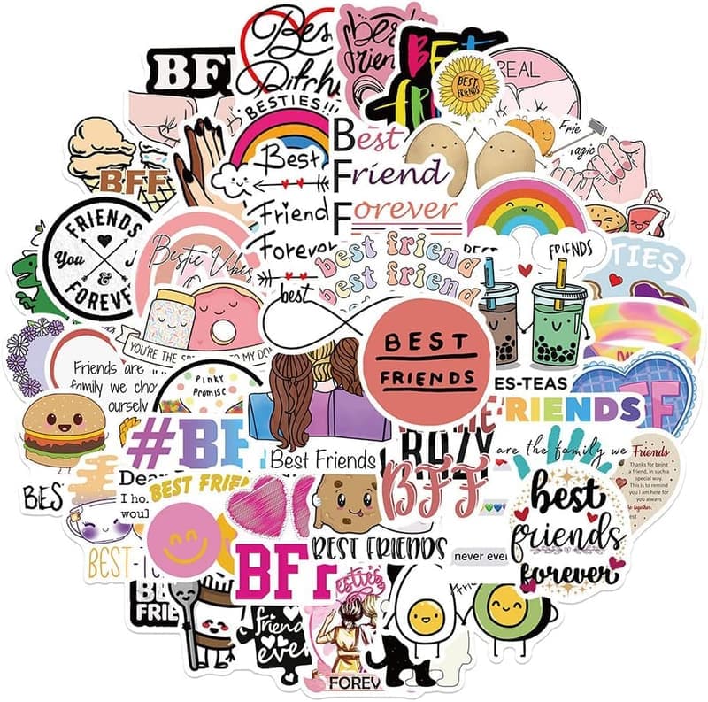 Friendship Stickers - 50 Waterproof Vinyl Decals for Personalization
