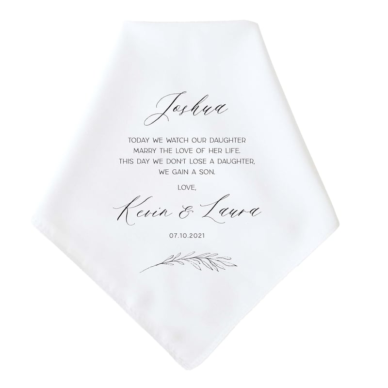 Personalized Wedding Handkerchief for Son-in-Law