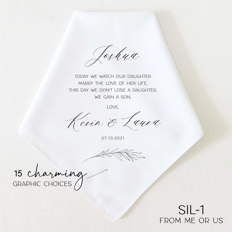 Personalized Wedding Handkerchief for Son-in-Law