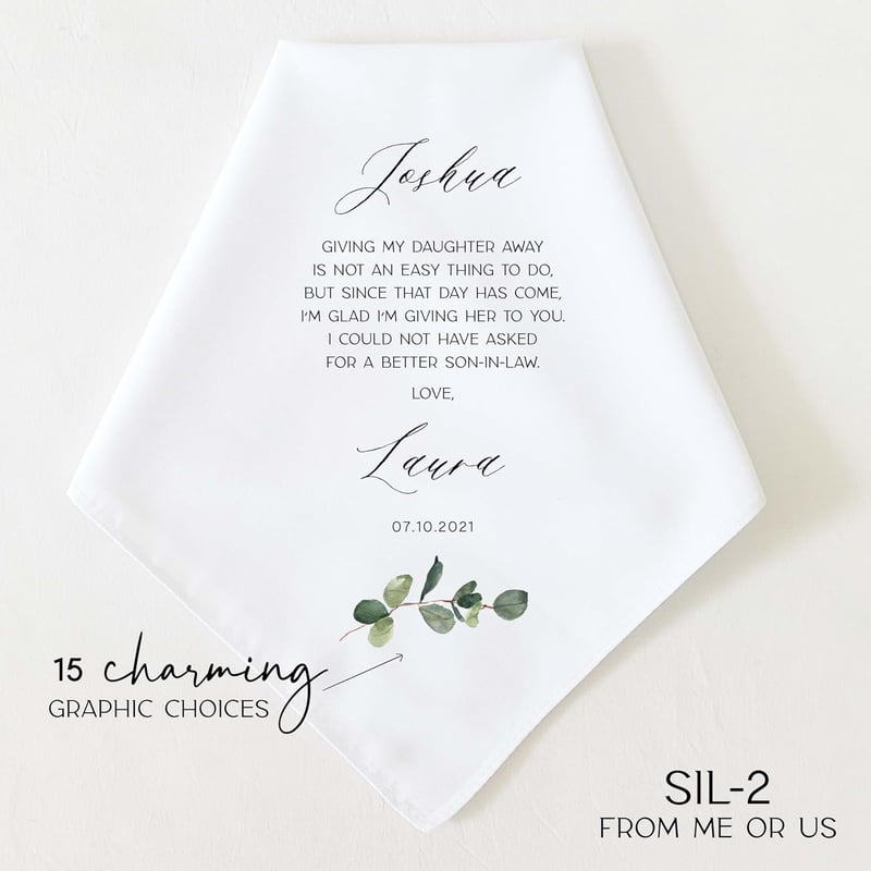 Personalized Wedding Handkerchief for Son-in-Law