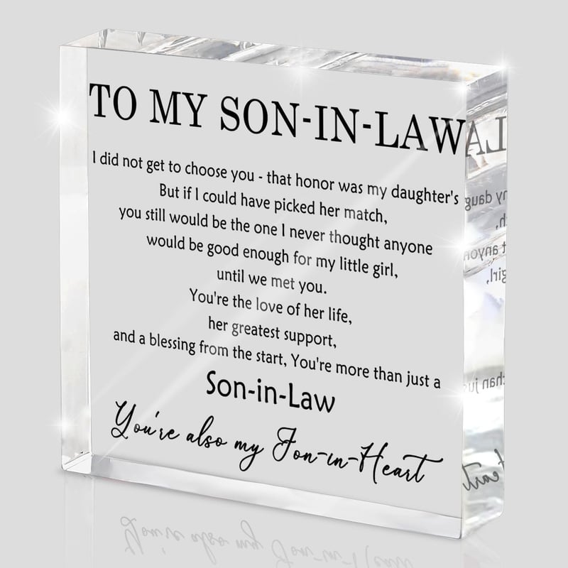 Wedding Day Gift - Meaningful Acrylic Desk Sign for Son-in-Law