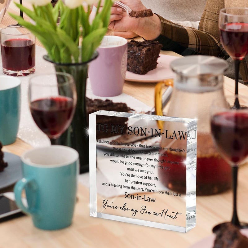 Wedding Day Gift - Meaningful Acrylic Desk Sign for Son-in-Law