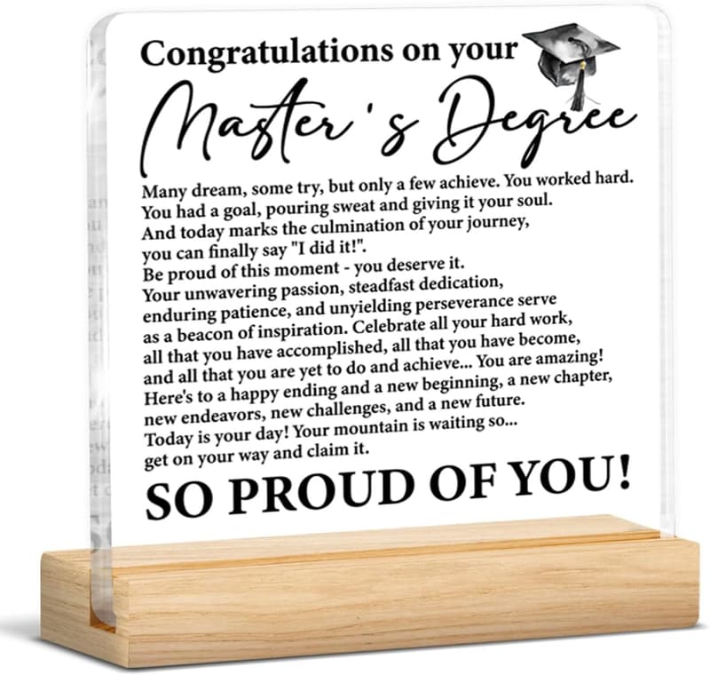 Masters Degree Graduation Clear Desk Decorative Keepsake