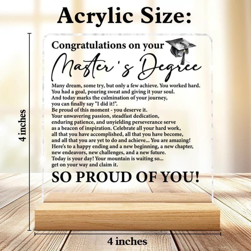 Masters Degree Graduation Clear Desk Decorative Keepsake