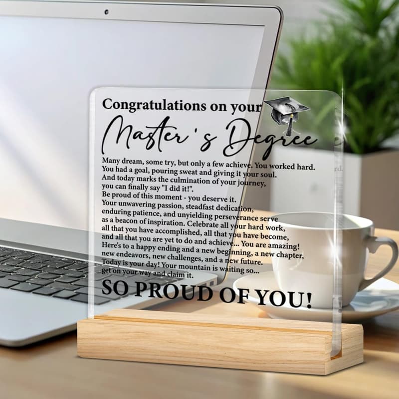 Masters Degree Graduation Clear Desk Decorative Keepsake