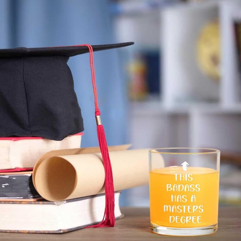 Masters Degree Whiskey Glass for Him - 10oz Graduation Gift