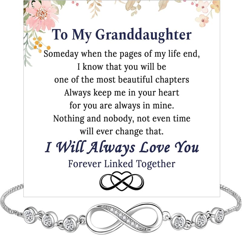 Graduation Gift: Granddaughter Infinity Heart Bracelet with Message Card