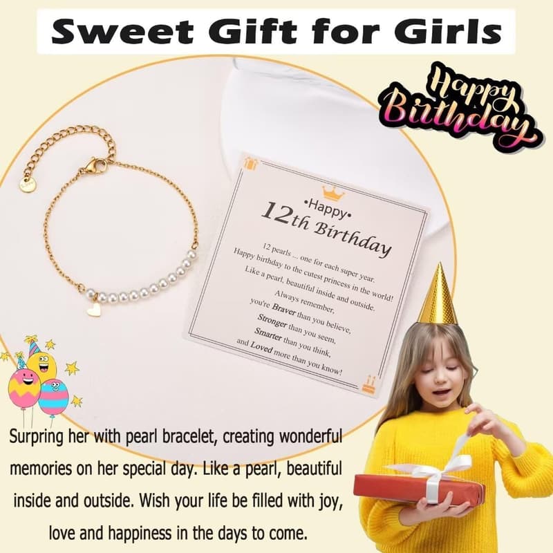 Birthday Pearl Bracelets for Girls Ages 8-13