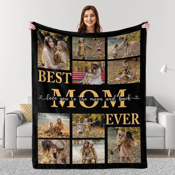 Personalized Mother's Day Photo Blanket for Mom