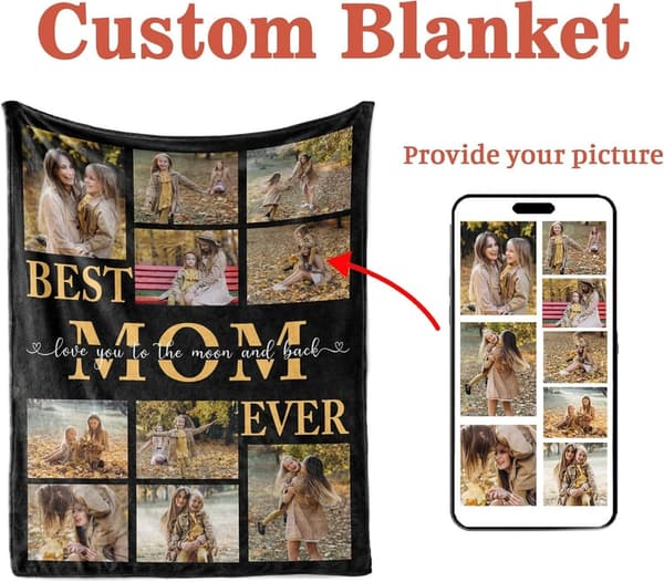 Personalized Mother's Day Photo Blanket for Mom