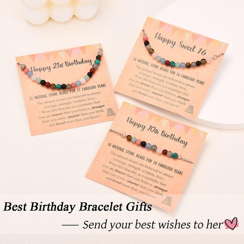 6th-21st Birthday Tiny Natural Stones Bracelet for Girls