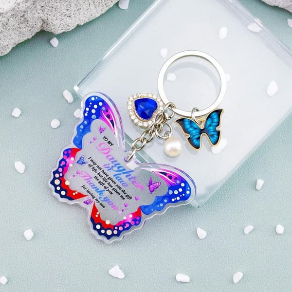 Inspirational Purple Butterfly Keychain for Women