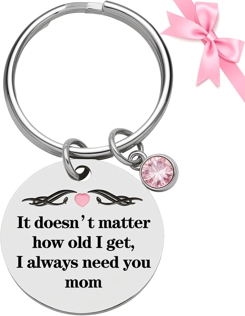 Personalized Engraved Stainless Steel Keychain for Mom