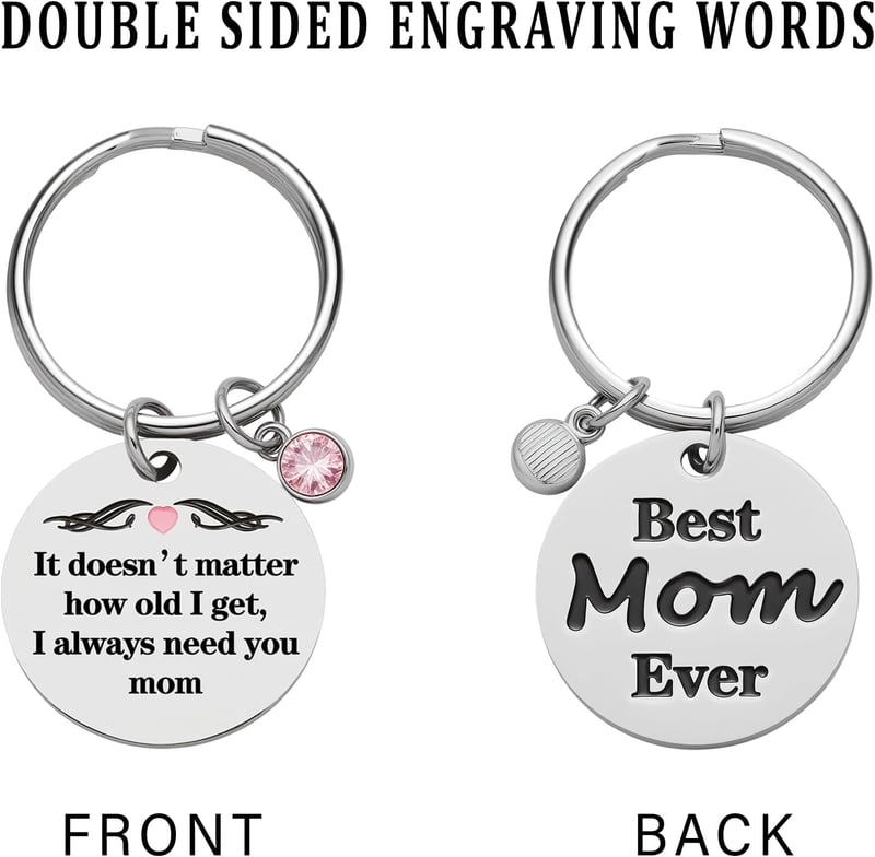 Personalized Engraved Stainless Steel Keychain for Mom