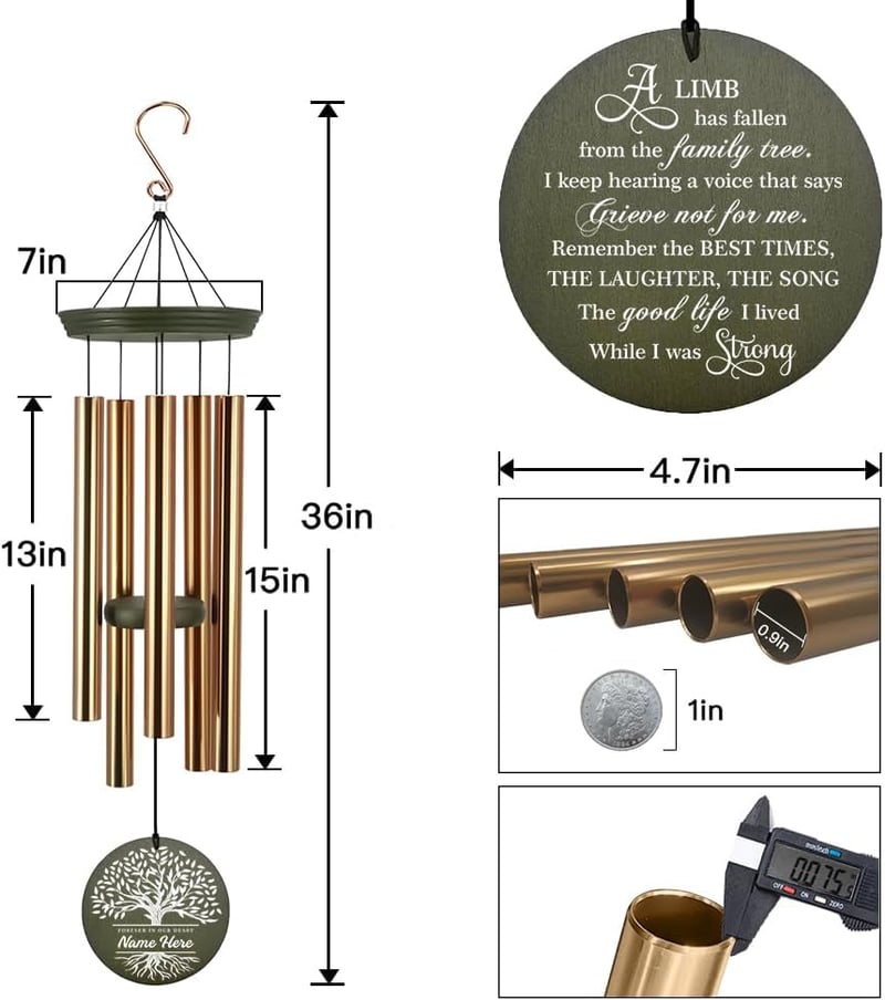 Sympathy Wind Chimes with Custom Name - 36