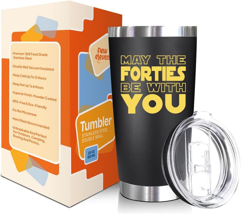 40th Birthday Tumbler Gift for Men and Women - 20 Oz