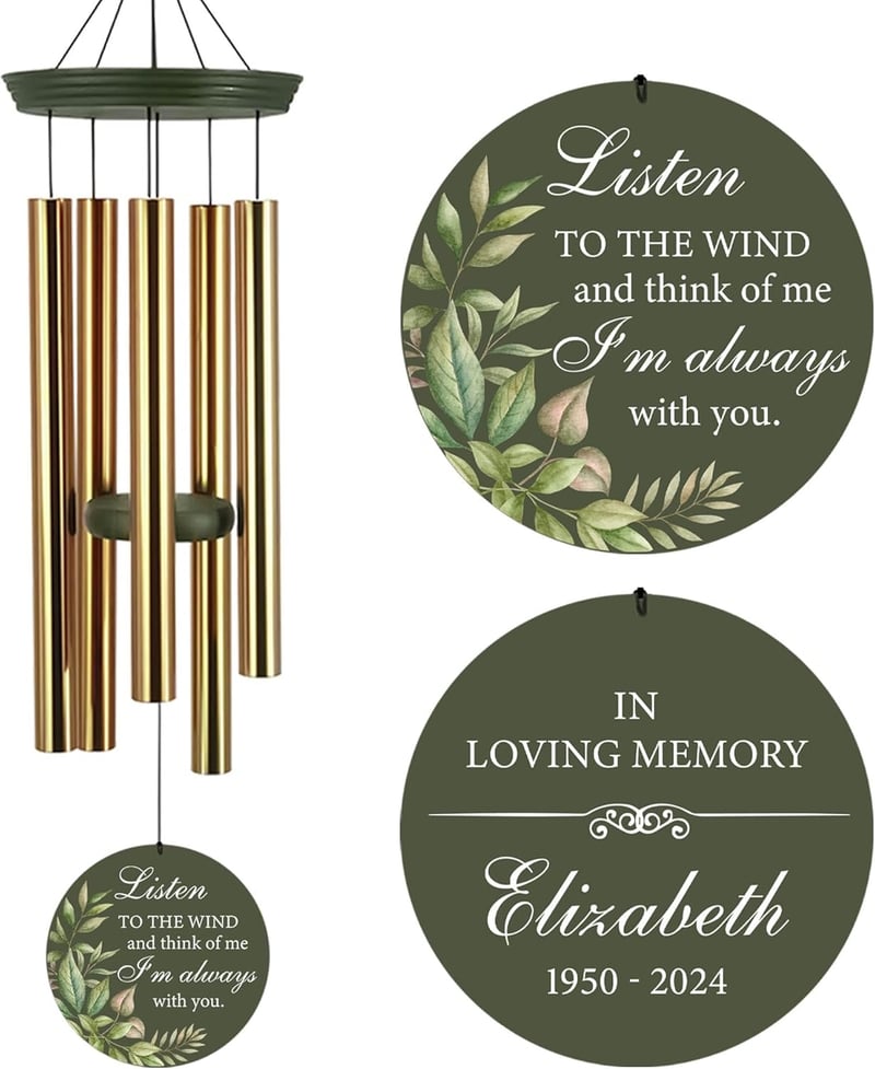 Personalized Sympathy Wind Chimes for Memorial Remembrance
