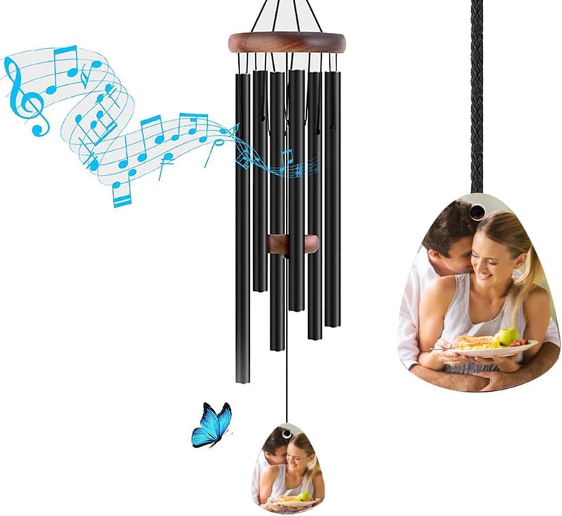 Personalized Memorial Wind Chimes with Photo & Name