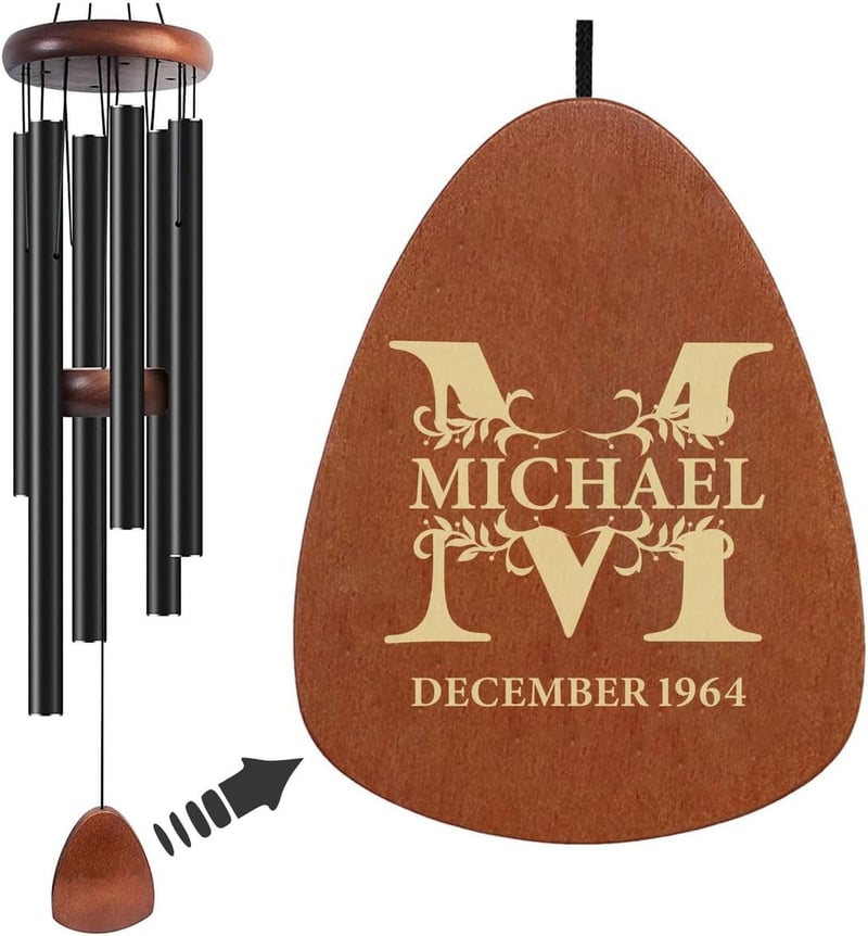 Personalized Large Wind Chimes for Son - Custom Monogram Gift