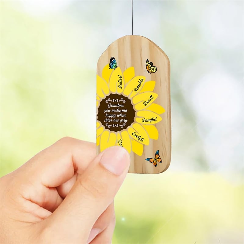 Personalized Wind Chimes for Grandma with Birth Month Flowers