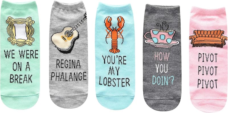 Friends TV Show Famous Quotes Ankle Socks for Women - 5 Pack