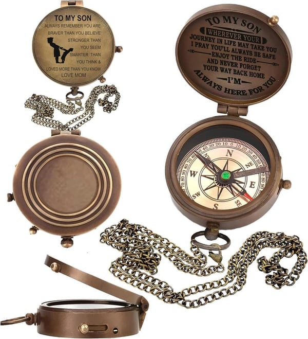 Graduation Gift Compass with Leather Case for Son