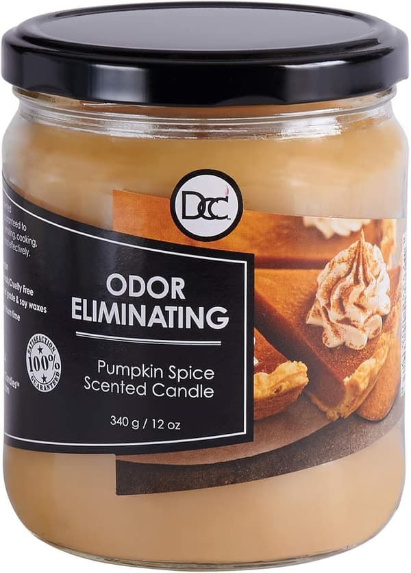 Pumpkin Spice Scented Soy Candle - 80 Hour Burn Time, Odor Eliminator