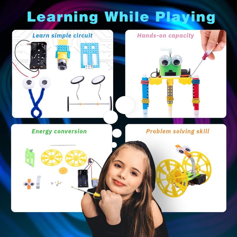 STEM Electric Motor Robotics Kits for Kids - 3 Experiments