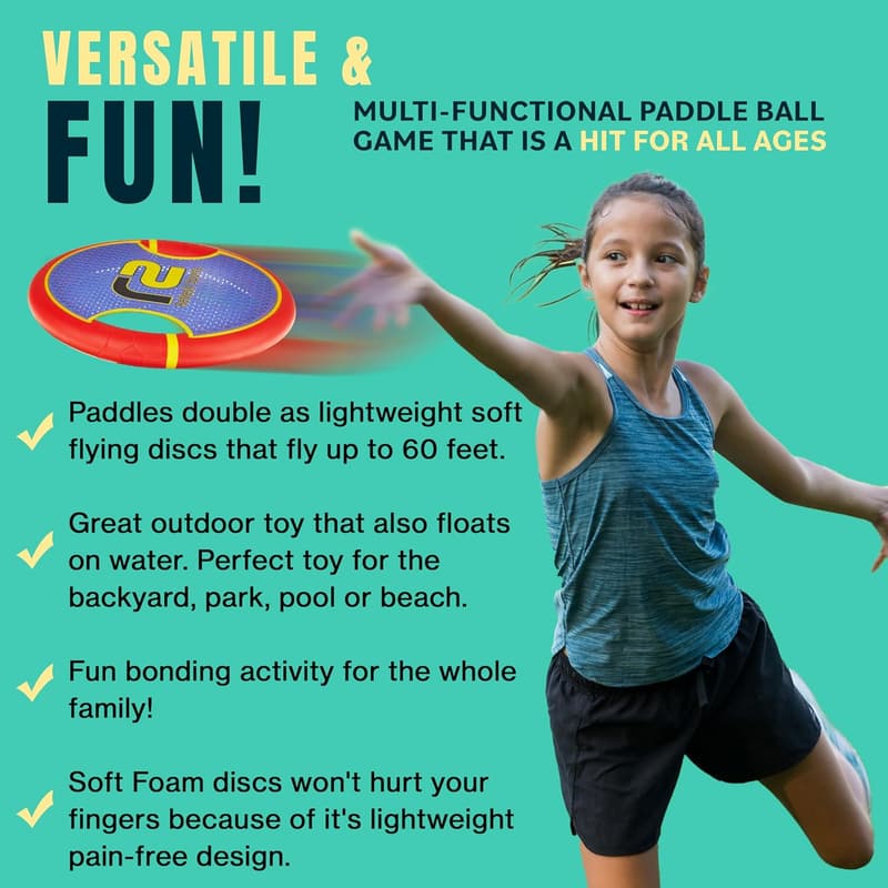 Bouncy Paddle and Ball Toss Game for Kids - Safe Soft Foam Design