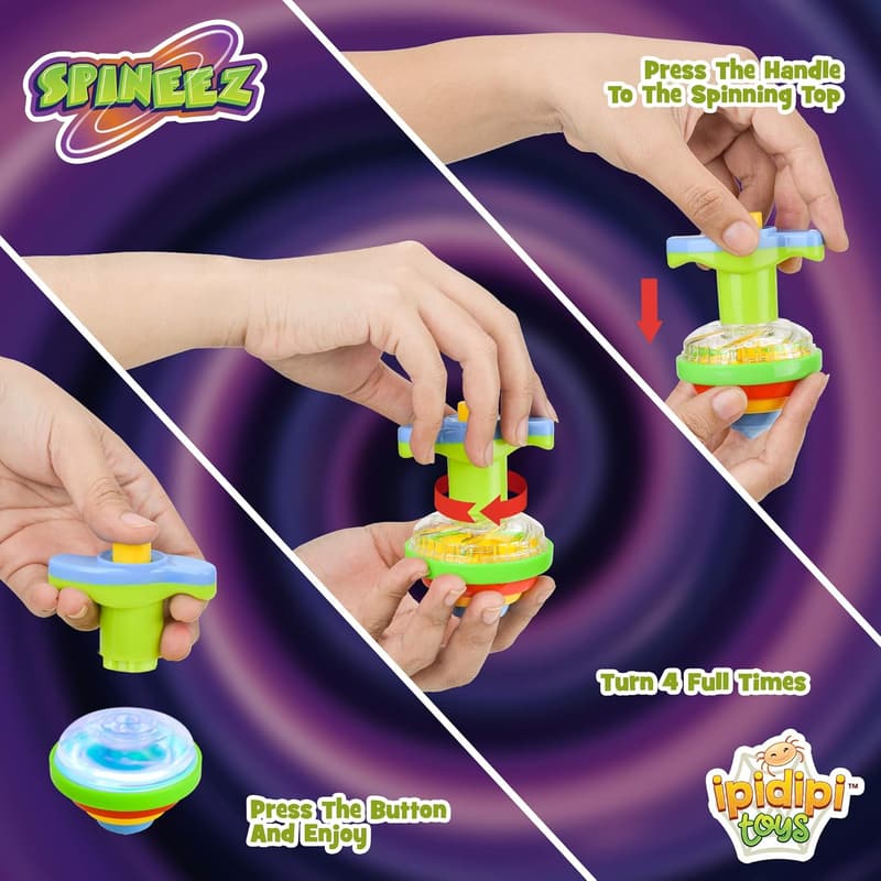 Light Up Spinning Tops - Fun Party Favors for Kids (Pack of 12)