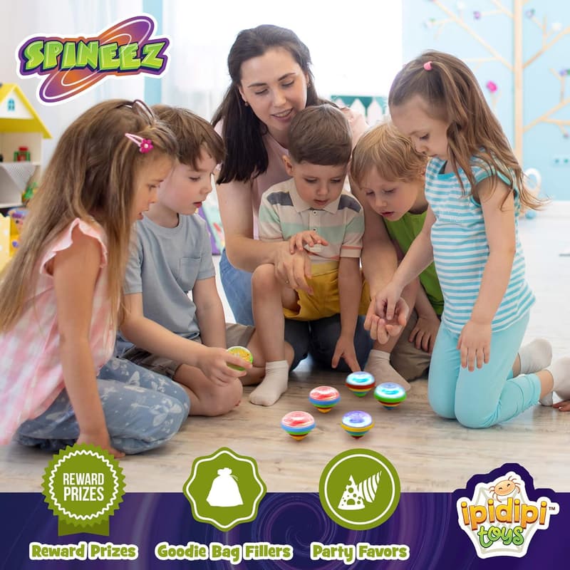 Light Up Spinning Tops - Fun Party Favors for Kids (Pack of 12)