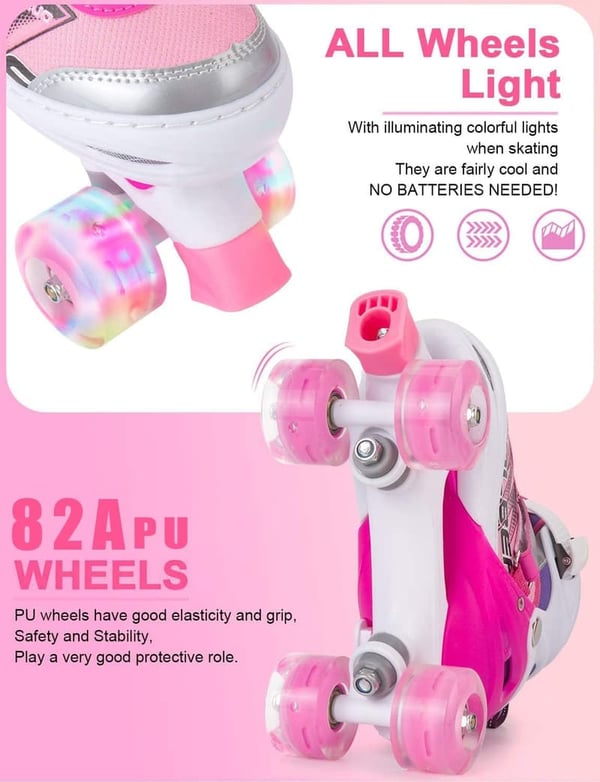 Illuminating Adjustable Roller Skates for Girls and Women