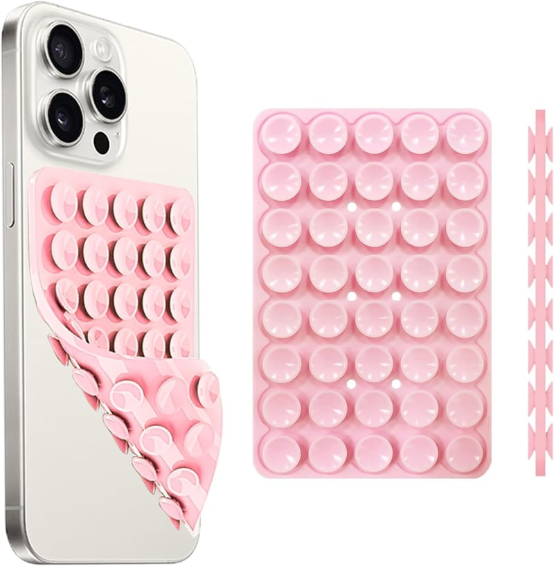 Hands-Free Silicone Suction Cup Phone Mount in Light Pink