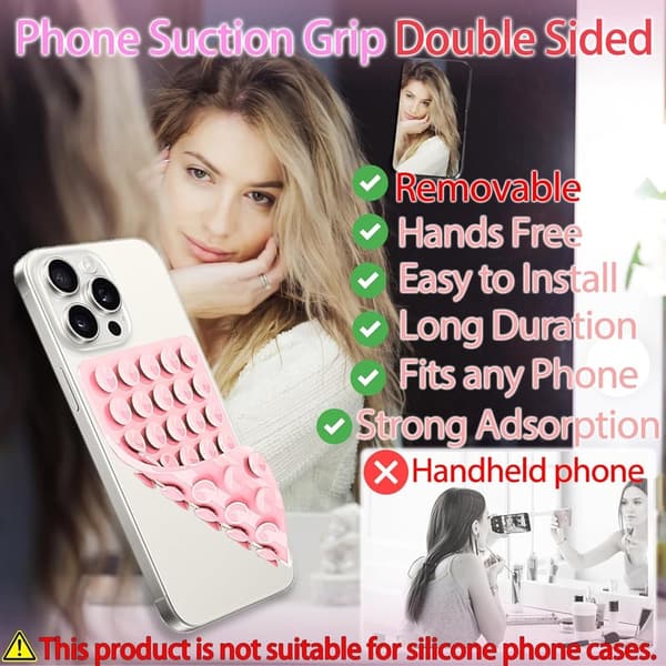 Hands-Free Silicone Suction Cup Phone Mount in Light Pink