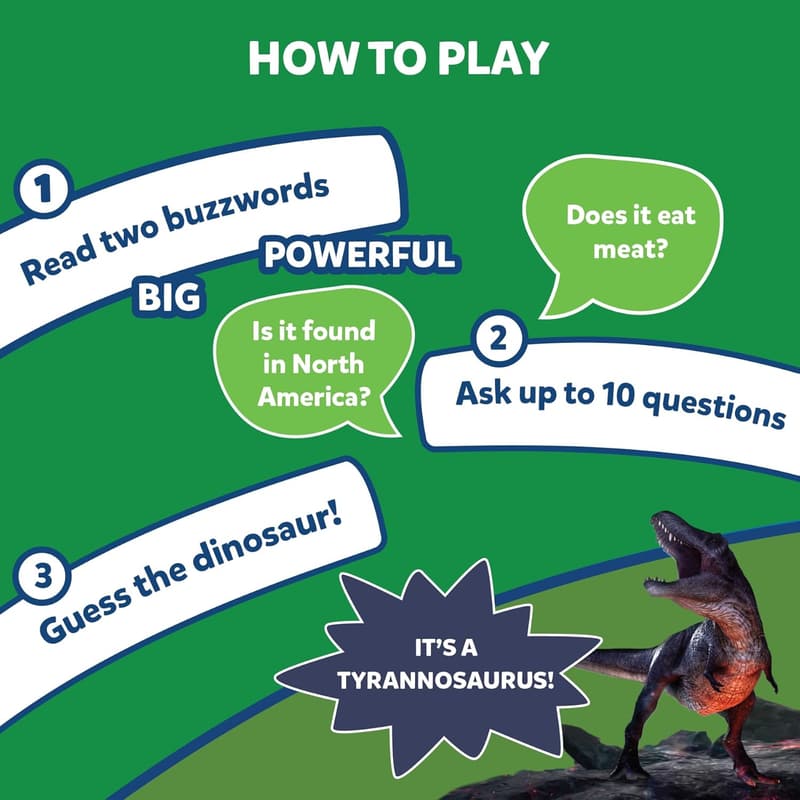 Guess in 10 Dinosaurs Card Game for Kids & Families