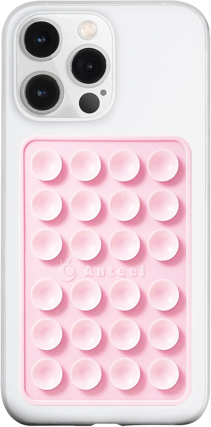 Light Pink Silicone Suction Phone Holder for Selfies & Videos