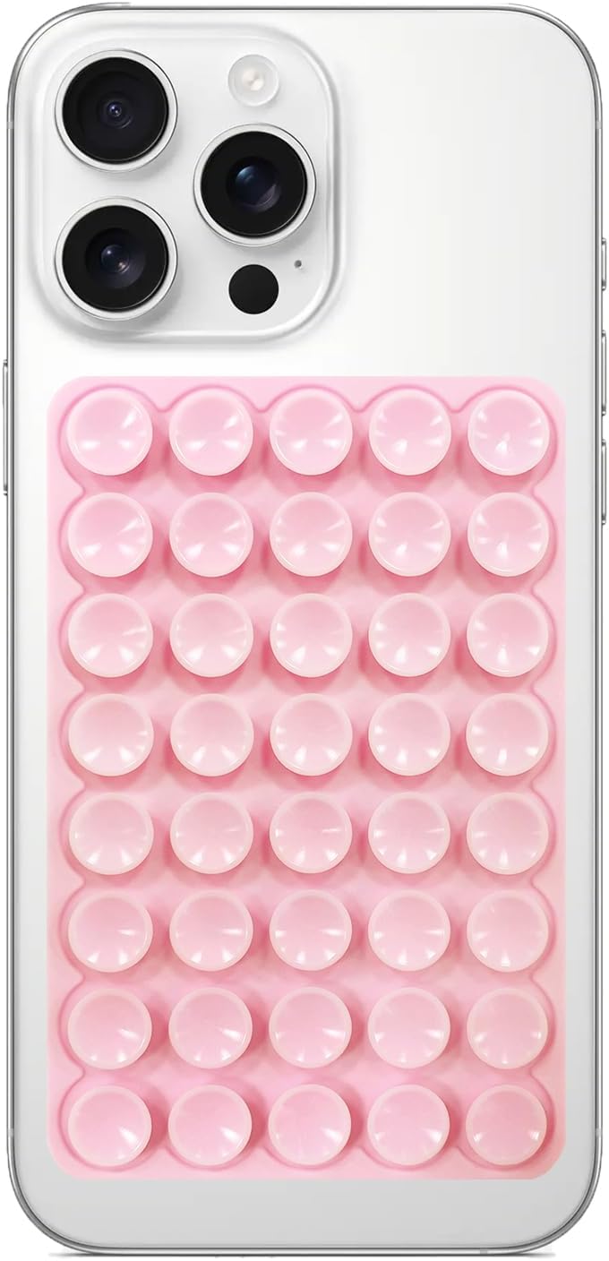 Light Pink Silicone Suction Phone Mount for Selfies and Videos