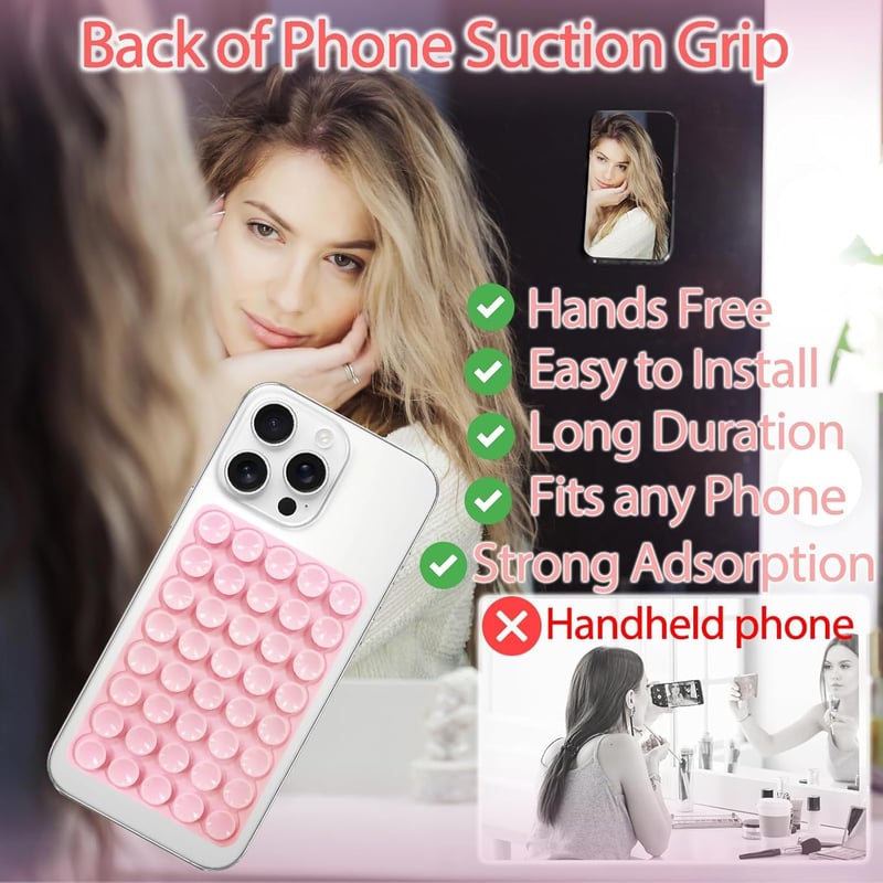 Light Pink Silicone Suction Phone Mount for Selfies and Videos