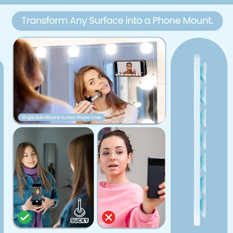 Baby Blue Silicone Suction Phone Holder - Hands-Free Accessory