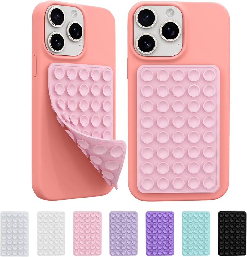 Hands-Free Silicone Phone Grip Holder - 2 Pack (Light Pink)