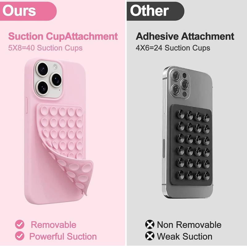 Hands-Free Silicone Phone Grip Holder - 2 Pack (Light Pink)