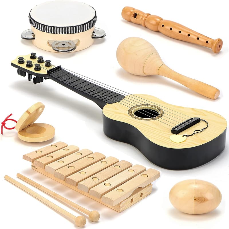 Kids Musical Instruments Set - Wooden Learning Toys for Toddlers