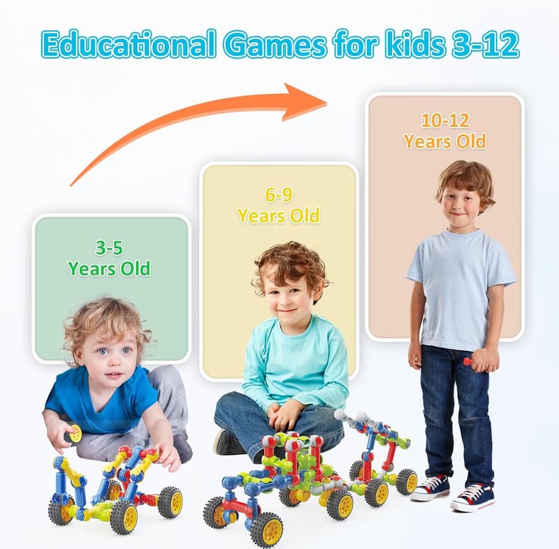 Educational Building Blocks for Kids, 180 Pieces - Ideal Gifts