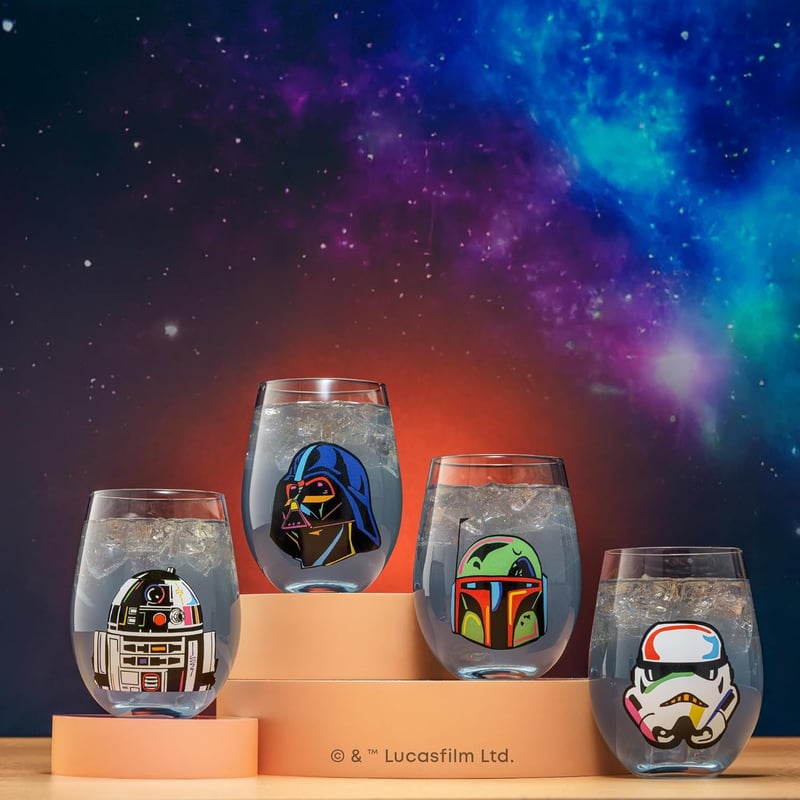 Star Wars Drinking Glasses Set - 19oz, 4 Characters, Gift for Fans