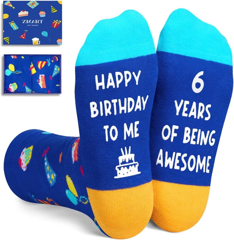Boys' Birthday Gift: Blue Socks for Ages 5-12
